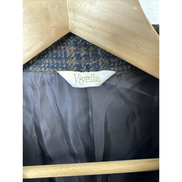 Viyella Men 44 Wool Cashmere Blend Check Brown Navy Blazer Sports Coat - Picture 3 of 8